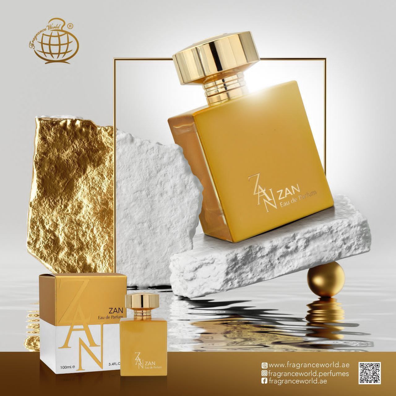 عطر ادکلن زنانه شیسیدو زن طلایی 100 میل فراگرنس ورد زن (Fragrance World Shiseido Zen)