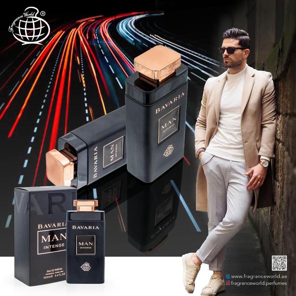 عطر ادکلن مردانه بولگاری من این بلک 100 میل فراگرنس ورد مدل باواریا من اینتنس (Fragrance world Bvlgari Man In Black)
